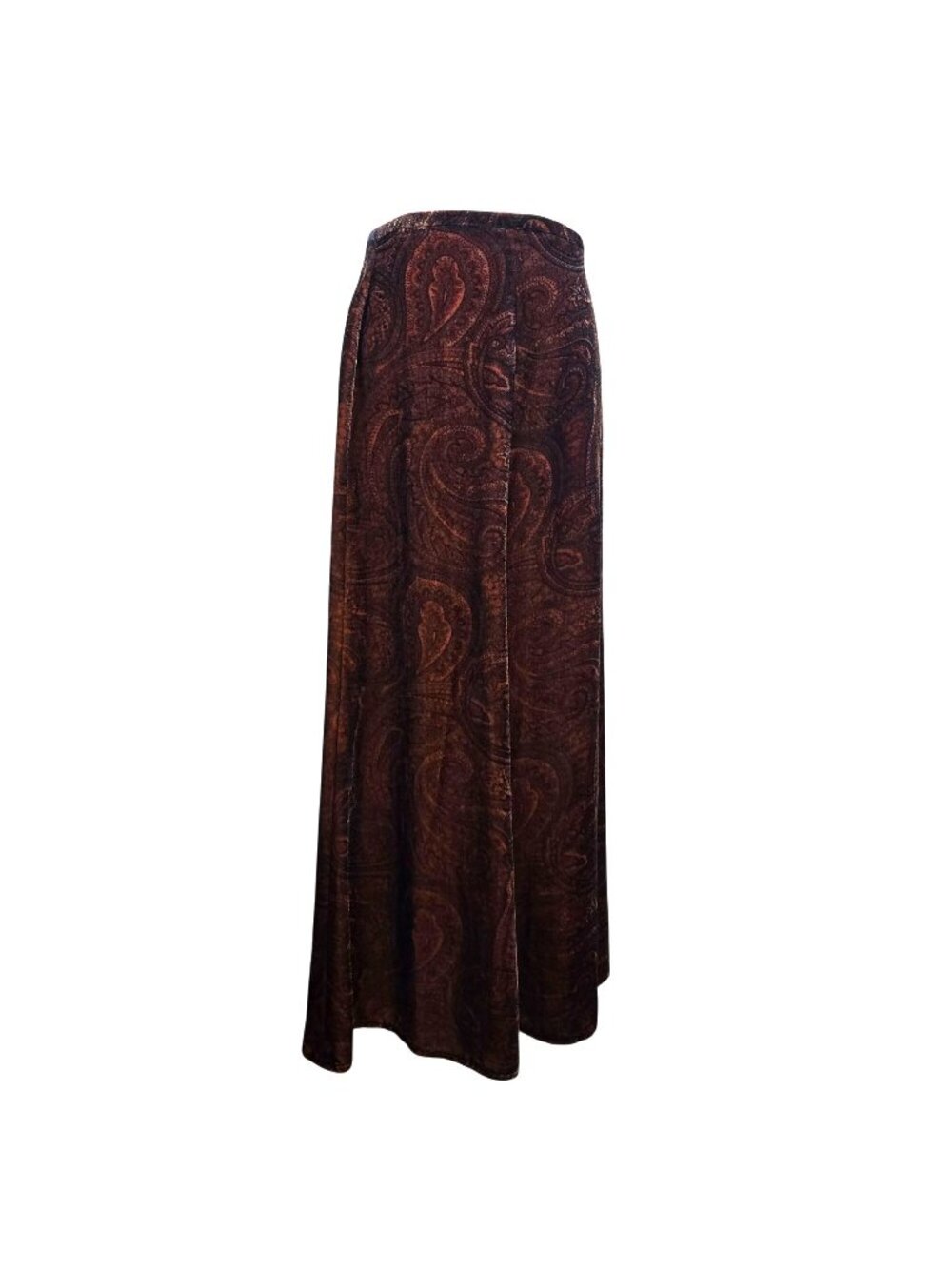 Paisley Velvet Orange Brown Maxi Skirt By Villager Liz Claiborne Size 10